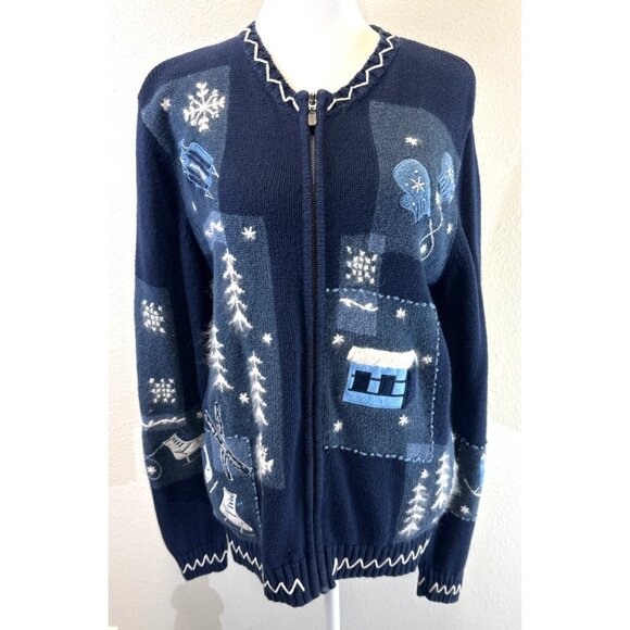 Holiday Lodge North Crest Women’s Full Zip Sweater Cardigan Ski Lodge Sz S 6/8 - Picture 1 of 14